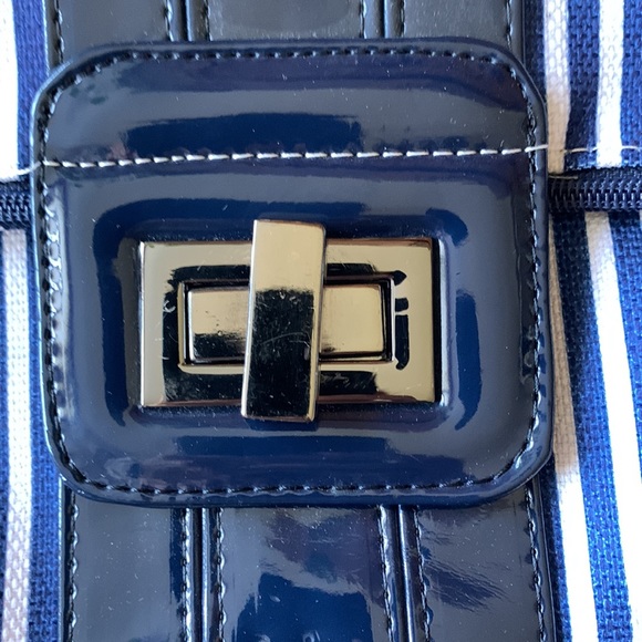 Navy Blue and White Striped Crossbody Bag - Picture 3 of 8